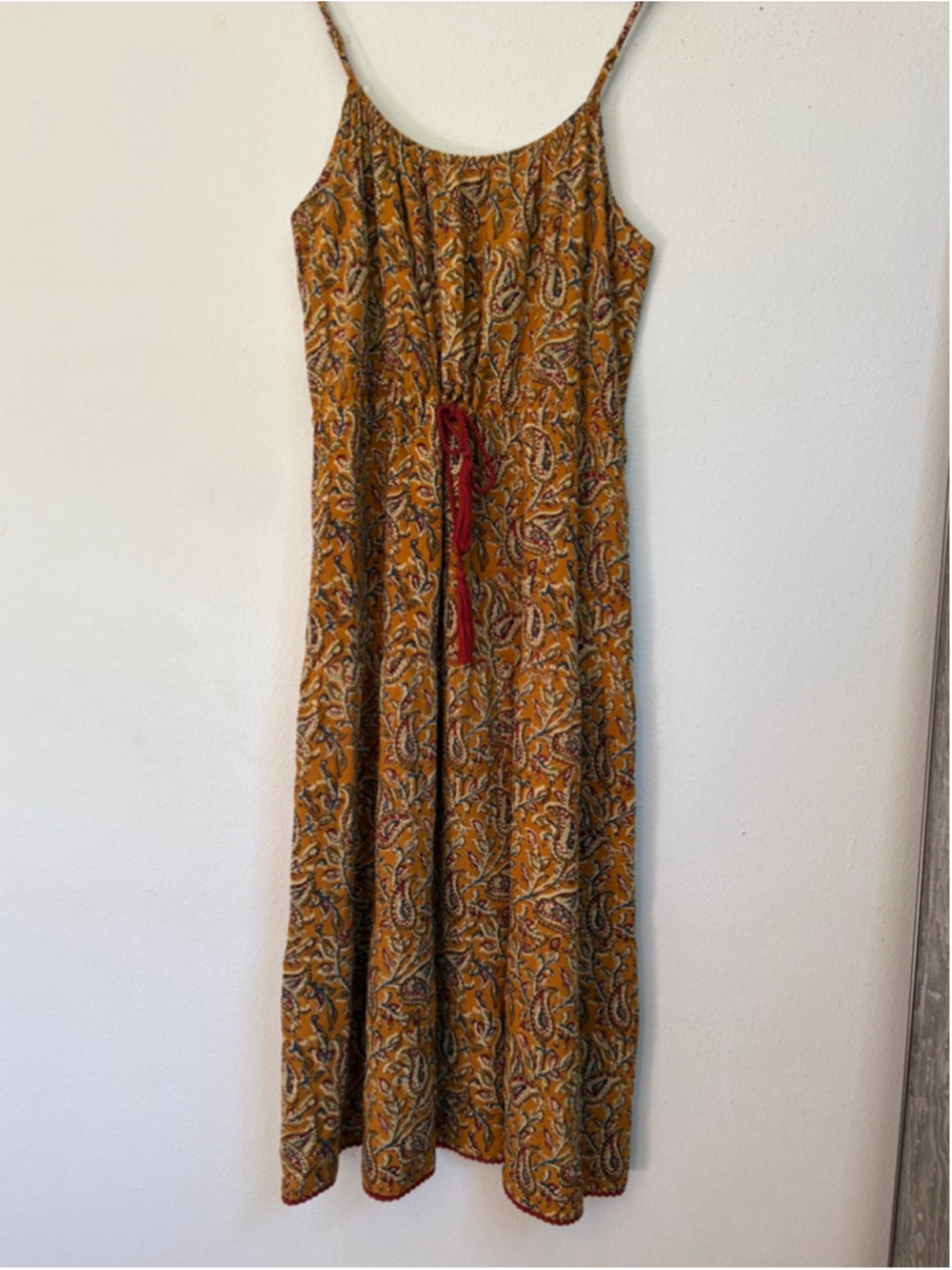 Natural Life Boho Paisley Midi Dress with Tassels Medium